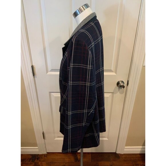 Lane Bryant Navy Blue, Red & White Plaid Blazer, Size 24 - Picture 5 of 7